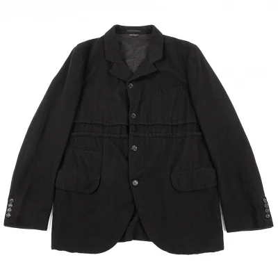 コムデギャルソン オムドゥCOMME des GARCONS HOMME DEUX 起毛ウール染め切替デザインジャケット 黒