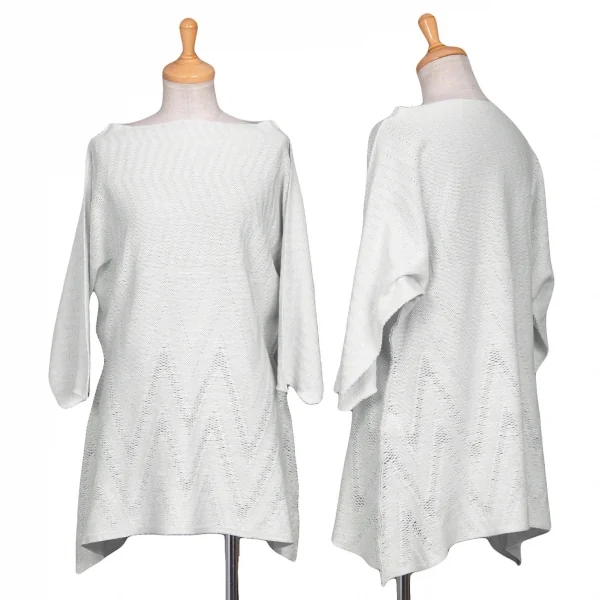 イッセイミヤケISSEY MIYAKE A.POC INSIDE カットデザインメッシュドルマンカットソー ライトグレー2 K-77668_001