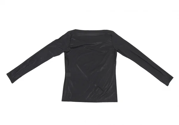 イッセイミヤケ フェットISSEY MIYAKE FETE ポリシャイニードレープカットソー チャコール2 K-77675_010
