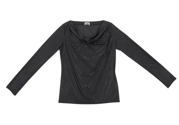 イッセイミヤケ フェットISSEY MIYAKE FETE ポリシャイニードレープカットソー チャコール2 K-77675_002
