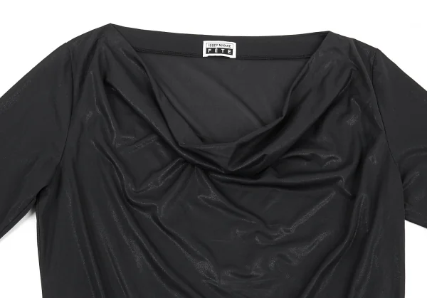 イッセイミヤケ フェットISSEY MIYAKE FETE ポリシャイニードレープカットソー チャコール2 K-77675_003