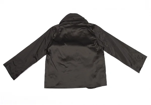 イッセイミヤケ ハートISSEY MIYAKE HaaT ポリ光沢ラップショートジャケット チャコールカーキ2 K-77680_010