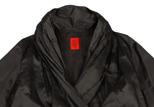 イッセイミヤケ ハートISSEY MIYAKE HaaT ポリ光沢ラップショートジャケット チャコールカーキ2 K-77680_003