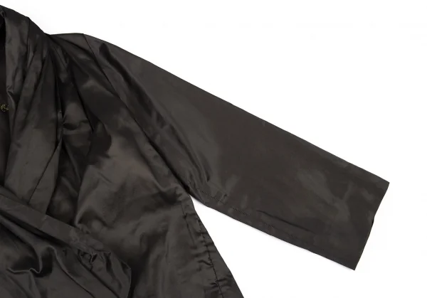 イッセイミヤケ ハートISSEY MIYAKE HaaT ポリ光沢ラップショートジャケット チャコールカーキ2 K-77680_004