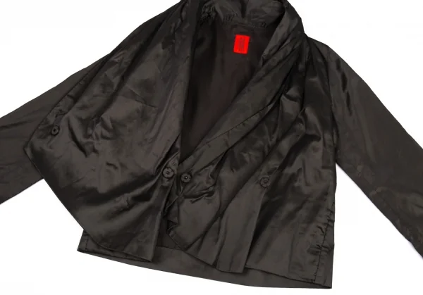 イッセイミヤケ ハートISSEY MIYAKE HaaT ポリ光沢ラップショートジャケット チャコールカーキ2 K-77680_006