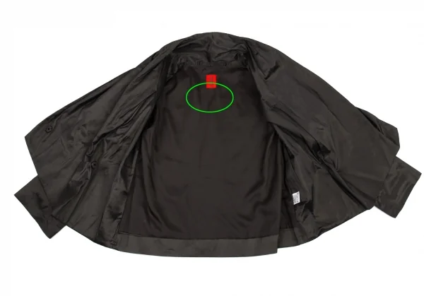 イッセイミヤケ ハートISSEY MIYAKE HaaT ポリ光沢ラップショートジャケット チャコールカーキ2 K-77680_008