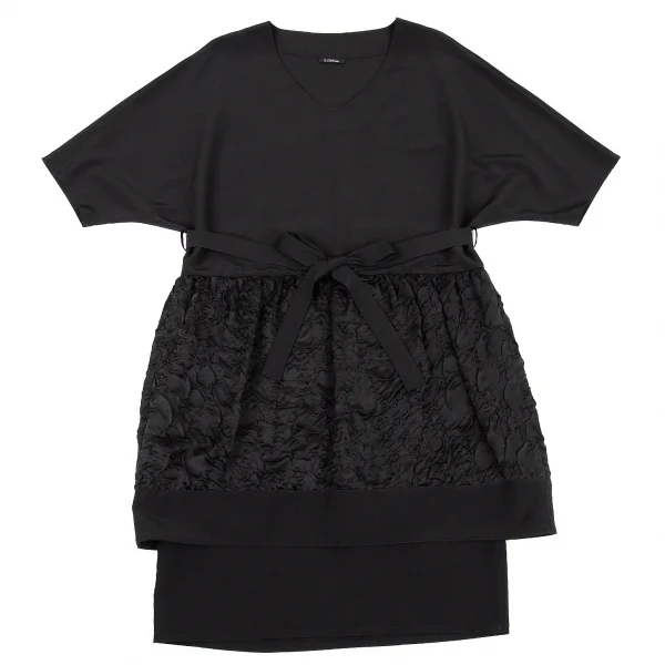 リミフゥLIMI feu シュリンク切替ドルマンレイヤードワンピース 黒S K-77747_002