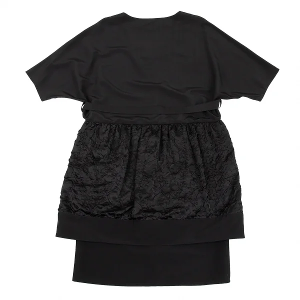 リミフゥLIMI feu シュリンク切替ドルマンレイヤードワンピース 黒S K-77747_013