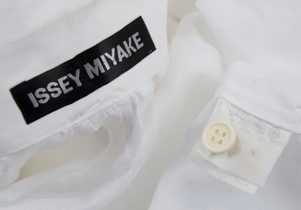 イッセイミヤケ メンISSEY MIYAKE MEN リネン半袖シャツ 白L位 (K-77794)