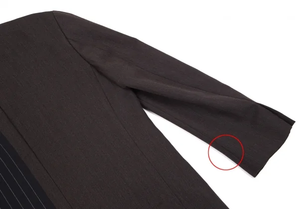 コムデギャルソン オムプリュスCOMME des GARCONS HOMME PLUS ウールモヘヤストライプ切替デザインジャケット 茶紺M K-77839_015