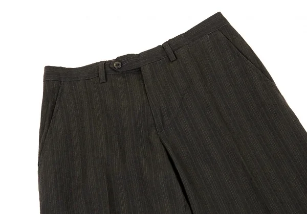 エトロETRO ウールコットンストライプパンツ チャコールカーキ48 K-77880_002