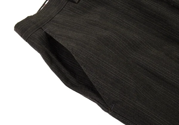 エトロETRO ウールコットンストライプパンツ チャコールカーキ48 K-77880_003