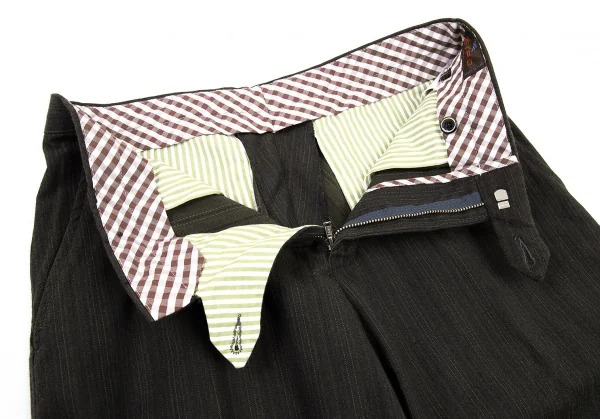 エトロETRO ウールコットンストライプパンツ チャコールカーキ48 K-77880_005