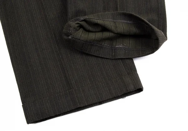 エトロETRO ウールコットンストライプパンツ チャコールカーキ48 K-77880_007