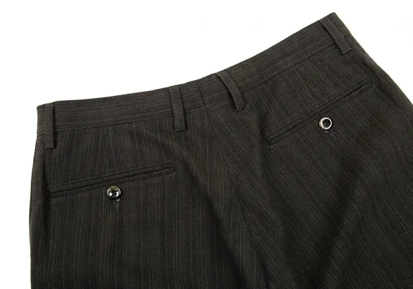 エトロETRO ウールコットンストライプパンツ チャコールカーキ48 K-77880_009