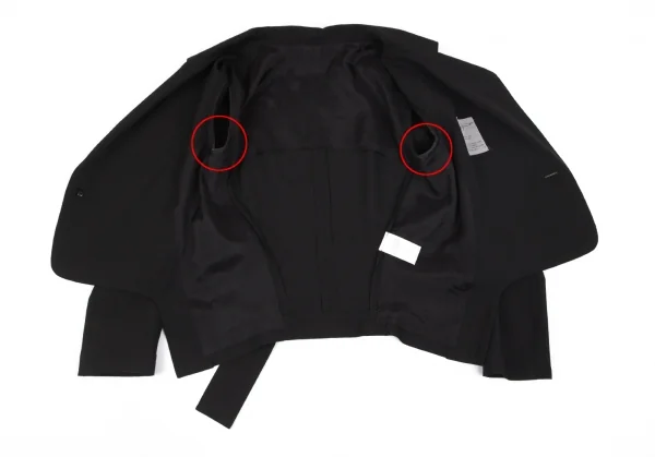 ヨウジヤマモト ファムYohji Yamamoto FEMME ウールビッグラペルショート丈ジャケット 黒1 K-77996_010