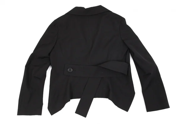 ヨウジヤマモト ファムYohji Yamamoto FEMME ウールビッグラペルショート丈ジャケット 黒1 K-77996_013