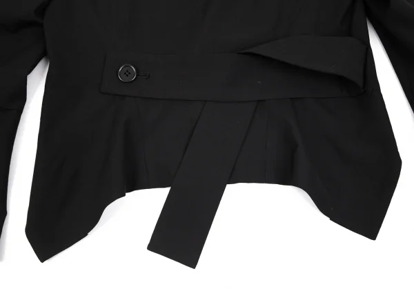 ヨウジヤマモト ファムYohji Yamamoto FEMME ウールビッグラペルショート丈ジャケット 黒1 K-77996_016