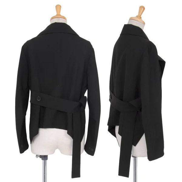 ヨウジヤマモト ファムYohji Yamamoto FEMME ウールビッグラペルショート丈ジャケット 黒1 K-77996_002