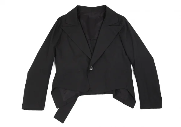 ヨウジヤマモト ファムYohji Yamamoto FEMME ウールビッグラペルショート丈ジャケット 黒1 K-77996_003