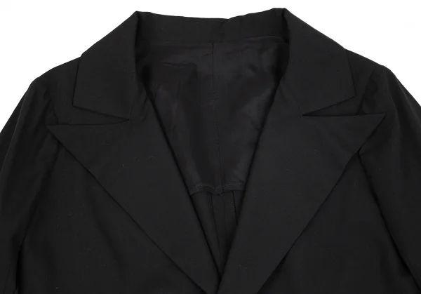 ヨウジヤマモト ファムYohji Yamamoto FEMME ウールビッグラペルショート丈ジャケット 黒1 K-77996_004