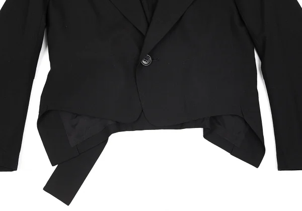 ヨウジヤマモト ファムYohji Yamamoto FEMME ウールビッグラペルショート丈ジャケット 黒1 K-77996_006