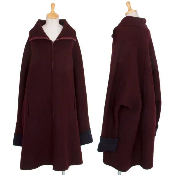 ヨウジヤマモト ファムYohji Yamamoto FEMME ウールフェルトドルマンジップアップコート
