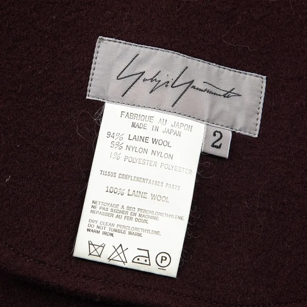 ヨウジヤマモト ファムYohji Yamamoto FEMME ウールフェルトドルマンジップアップコート ボルドー2 K-77997_018