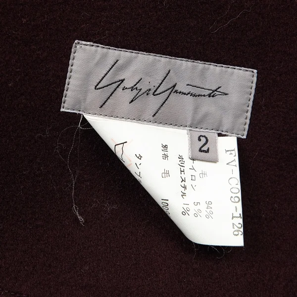 ヨウジヤマモト ファムYohji Yamamoto FEMME ウールフェルトドルマンジップアップコート ボルドー2 K-77997_019