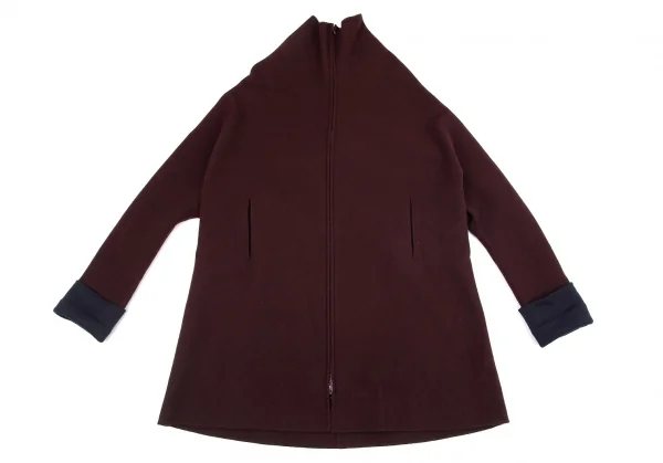 ヨウジヤマモト ファムYohji Yamamoto FEMME ウールフェルトドルマンジップアップコート ボルドー2 K-77997_002