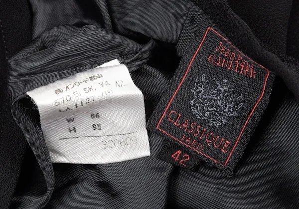 ジャンポールゴルチエ クラシックJean Paul GAULTIER CLASSIQUE ジョーゼットジップデザインスカート 黒42 K-78056_014