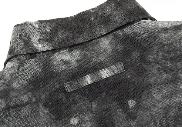 ジャンポールゴルチエ ファムJean Paul GAULTIER FEMME まだらプリントフロントギャザーメッシュシャツ グレー白40 K-78057_011