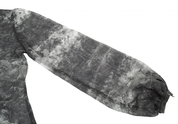 ジャンポールゴルチエ ファムJean Paul GAULTIER FEMME まだらプリントフロントギャザーメッシュシャツ グレー白40 K-78057_006