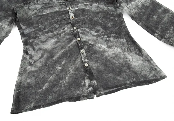 ジャンポールゴルチエ ファムJean Paul GAULTIER FEMME まだらプリントフロントギャザーメッシュシャツ グレー白40 K-78057_008