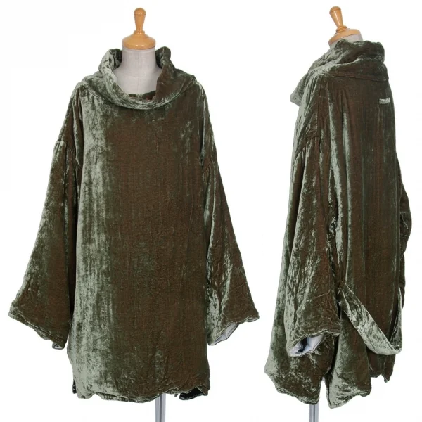 Jean-Paul GAULTIER FEMME Back Print Velor Pullover Green M-L K-78059_001