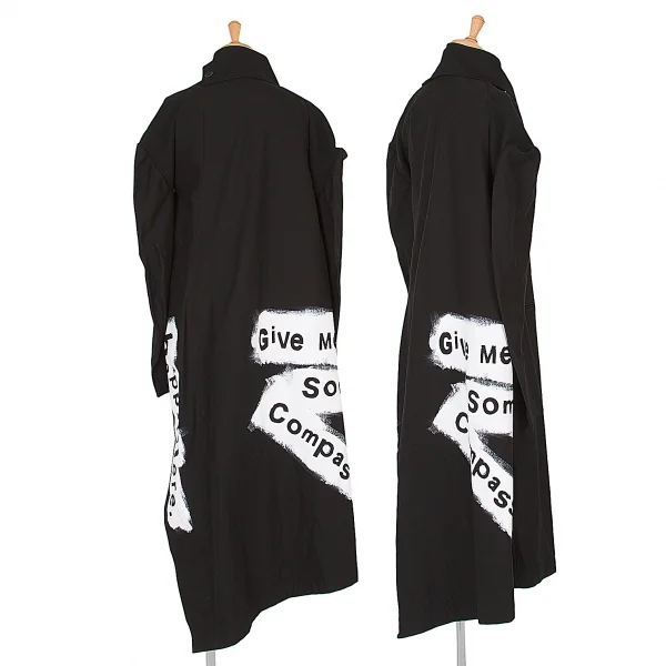 ヨウジヤマモト ファムYohji Yamamoto FEMME ペイントデザインコットンロングジャケット 黒1 K-78079_002