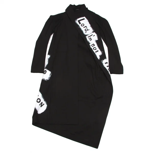 ヨウジヤマモト ファムYohji Yamamoto FEMME ペイントデザインコットンロングジャケット 黒1 K-78079_003
