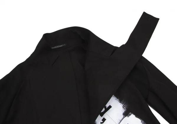 ヨウジヤマモト ファムYohji Yamamoto FEMME ペイントデザインコットンロングジャケット 黒1 K-78079_005