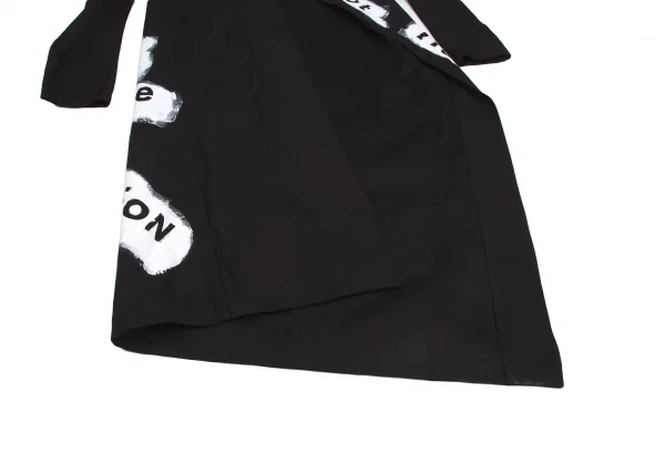 ヨウジヤマモト ファムYohji Yamamoto FEMME ペイントデザインコットンロングジャケット 黒1 K-78079_011
