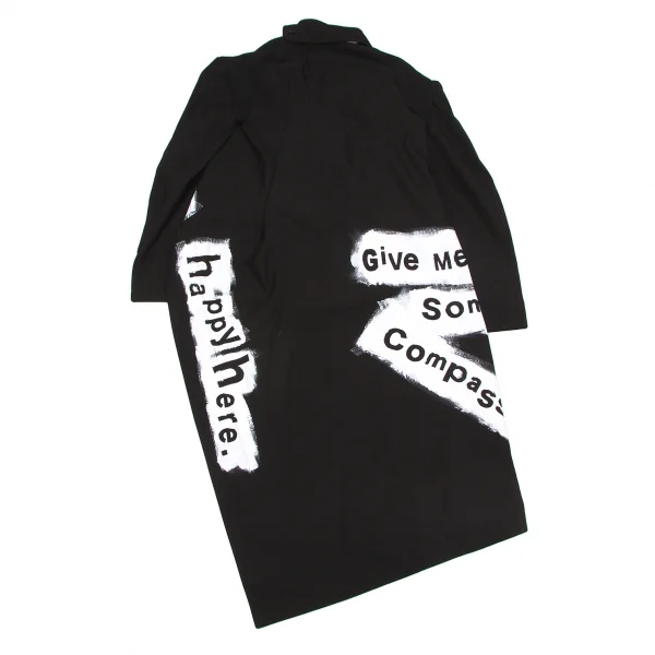 ヨウジヤマモト ファムYohji Yamamoto FEMME ペイントデザインコットンロングジャケット 黒1 K-78079_013