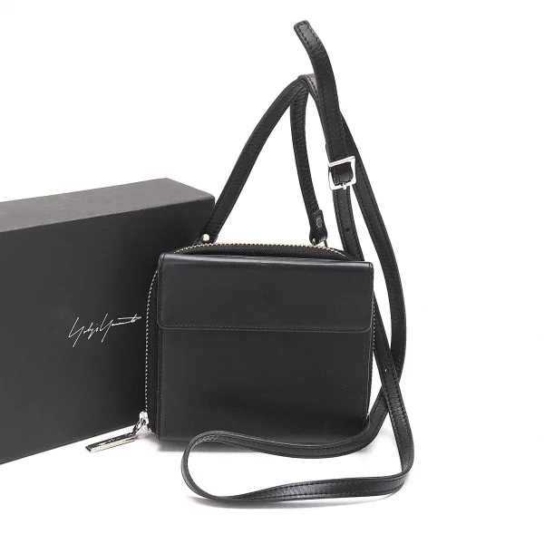 ヨウジヤマモト ノアールYohji Yamamoto NOIR ショルダーストラップ付きレザー二つ折り財布 ウォレット