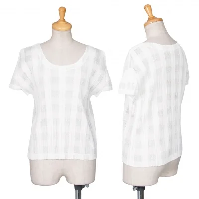 プリーツプリーズPLEATS PLEASE 格子メッシュプリーツ半袖Tシャツ