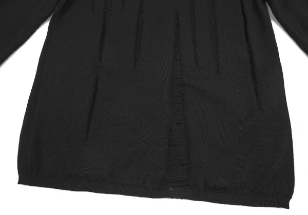 ブラックコムデギャルソンBLACK COMME des GARCONSウールフロントダメージ加工ハイゲージニット 黒M K-79092_010