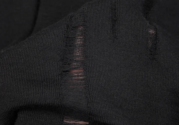 ブラックコムデギャルソンBLACK COMME des GARCONSウールフロントダメージ加工ハイゲージニット 黒M K-79092_011