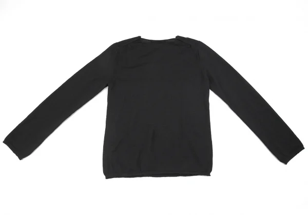 ブラックコムデギャルソンBLACK COMME des GARCONSウールフロントダメージ加工ハイゲージニット 黒M K-79092_013