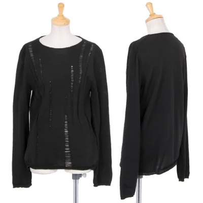 ブラックコムデギャルソンBLACK COMME des GARCONSウールフロントダメージ加工ハイゲージニット
