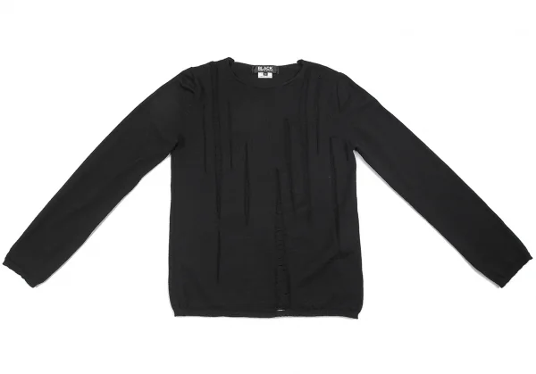 ブラックコムデギャルソンBLACK COMME des GARCONSウールフロントダメージ加工ハイゲージニット 黒M K-79092_002