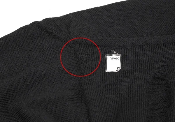 ブラックコムデギャルソンBLACK COMME des GARCONSウールフロントダメージ加工ハイゲージニット 黒M K-79092_004