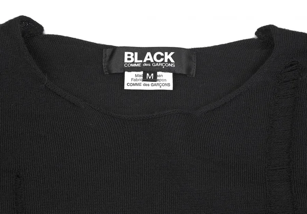 ブラックコムデギャルソンBLACK COMME des GARCONSウールフロントダメージ加工ハイゲージニット 黒M K-79092_007
