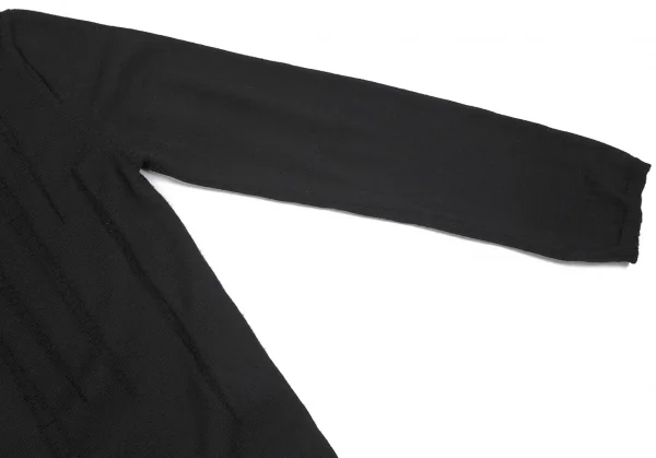 ブラックコムデギャルソンBLACK COMME des GARCONSウールフロントダメージ加工ハイゲージニット 黒M K-79092_008
